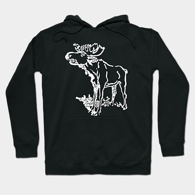 Moose - Vintage Hand drawn Hoodie by KC Happy Shop